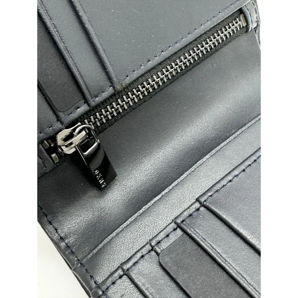 DKNY pebbled faux-leather foldable men's wallet cardcase RFID- Black/Dark navy
